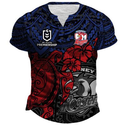 NRL Sydney Roosters Polynesian Henley Shirt ST2202