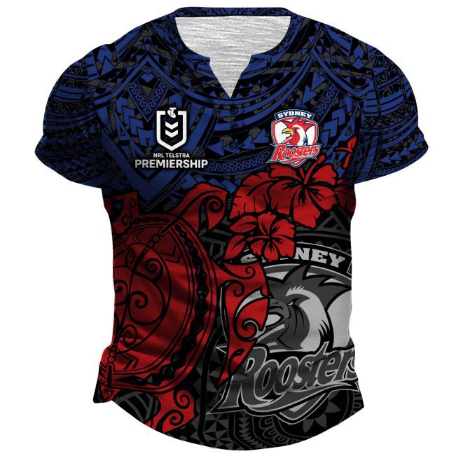 NRL Sydney Roosters Polynesian Henley Shirt ST2202
