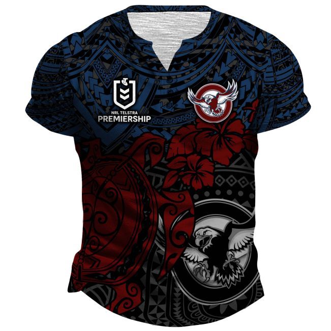 NRL Sydney Roosters Polynesian Henley Shirt ST2202