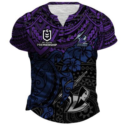 NRL Melbourne Storm Polynesian Henley Shirt ST2202