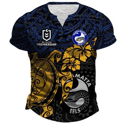 NRL Sydney Roosters Polynesian Henley Shirt ST2202