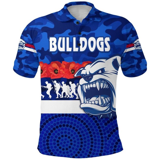 AFL Western Bulldogs Custom Text ANZAC Day Polo Shirt