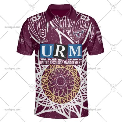NRL Manly Warringah Sea Eagles Custom Name Number 2023 Indigenous Jersey Polo Shirt