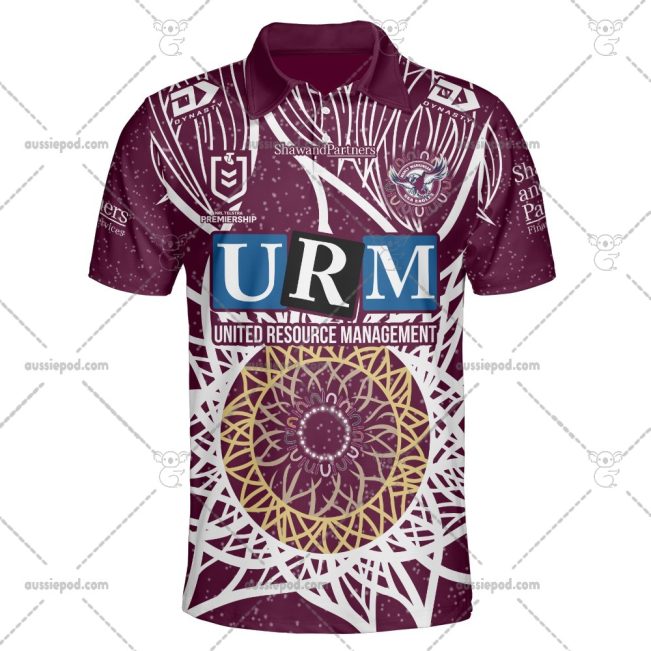 NRL Manly Warringah Sea Eagles Custom Name Number 2023 Indigenous Jersey Polo Shirt
