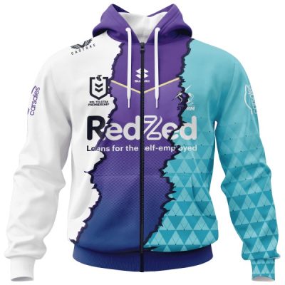 NRL Melbourne Storm Custom Name Number 2023 Mix Jersey Zip Up Hoodie V2