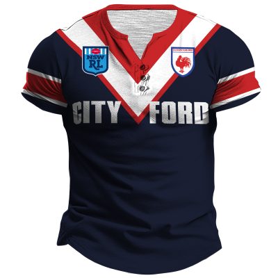 Sydney Rooster NRL 1980s Personalized Home Jersey Henley Shirt