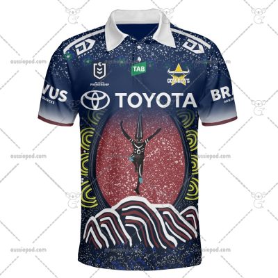 NRL North Queensland Cowboys Custom Name Number 2023 Indigenous Jersey Polo Shirt