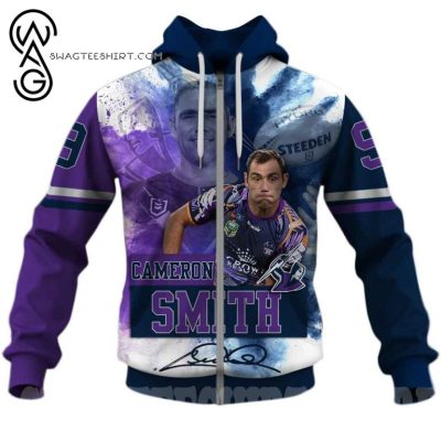 NRL Melbourne Storm Cameron Smith No 9 Zip Up Hoodie V2