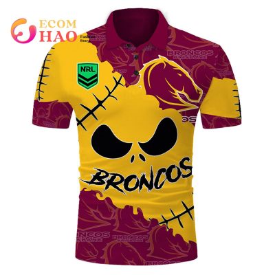 NRL Brisbane Broncos Custom Name Number Halloween Polo Shirt