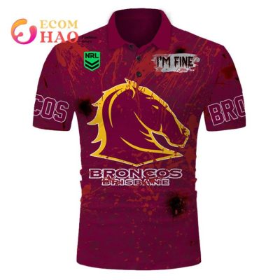NRL Brisbane Broncos Custom Name Number Halloween Polo Shirt V2
