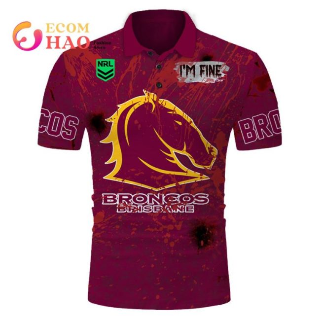 NRL Brisbane Broncos Custom Name Number Halloween Polo Shirt V2