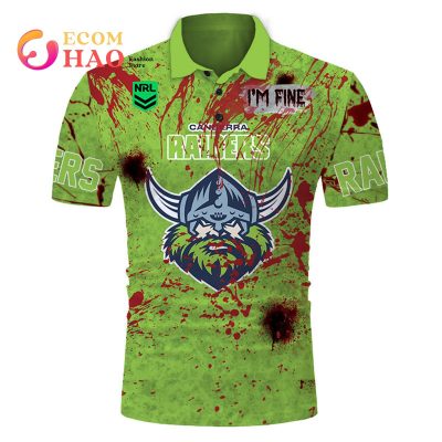 NRL Canberra Raiders Custom Name Number Halloween Jersey Polo Shirt