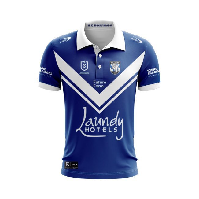 NRL Canterbury-Bankstown Bulldogs Custom Name Number 2024 Away Jersey Polo Shirt