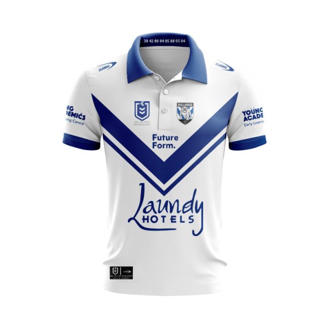 NRL Canterbury-Bankstown Bulldogs Custom Name Number 2024 Home Jersey Polo Shirt