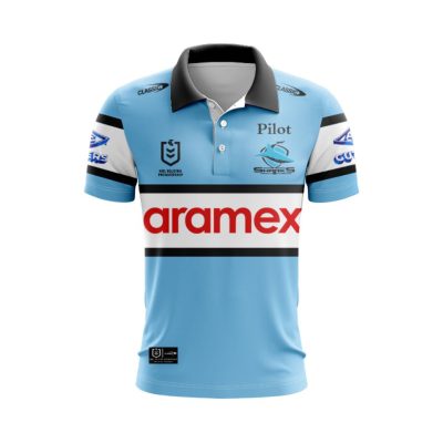NRL Cronulla-Sutherland Sharks Custom Name Number 2025 Home Jersey Polo Shirt