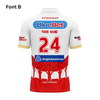 NRL Dolphins Custom Name Number 2024 ANZAC Day Jersey Polo Shirt