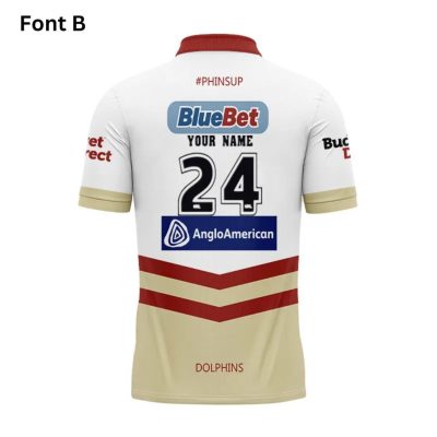 NRL Dolphins Custom Name Number 2024 Away Jersey Polo Shirt