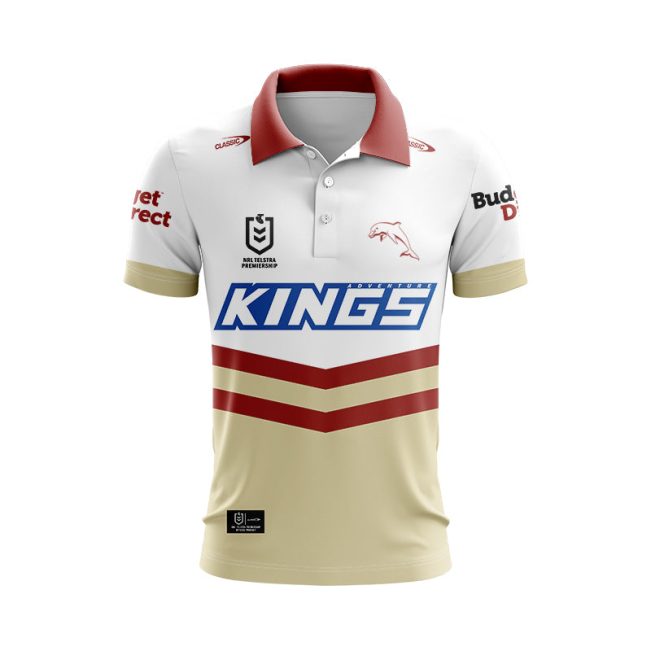 NRL Dolphins Custom Name Number 2024 Away Jersey Polo Shirt
