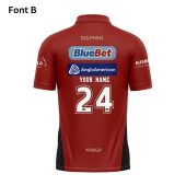 Nrl Dolphins Custom Name Number 2024 Red Training Jersey Polo Shirt Back.jpg - demo10