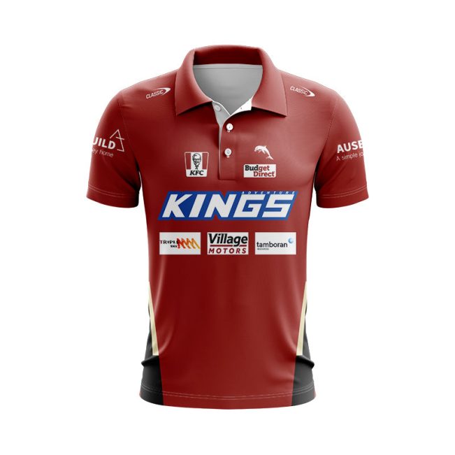 NRL Dolphins Custom Name Number 2024 Red Training Jersey Polo Shirt