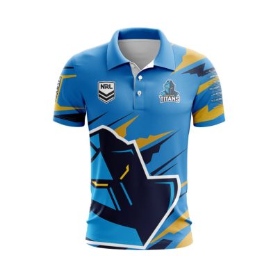 NRL Gold Coast Titans Custom Name Number 2024 Ignition Fishing Polo Shirt