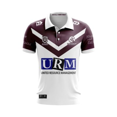 NRL Manly Warringah Sea Eagles Custom Name Number 2025 Away Jersey Polo Shirt