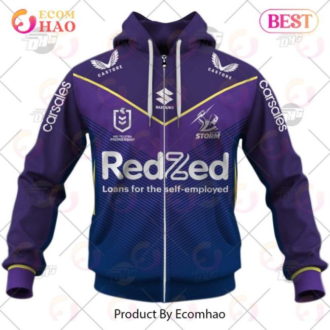 NRL Melbourne Storm Custom Name Number 2023 Home Jersey Zip Up Hoodie