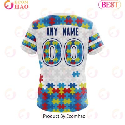 NRL Melbourne Storm Custom Name Number Autism Awareness T-Shirt