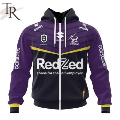 NRL Melbourne Storm Custom Name Number 2024 Home Jersey Zip Up Hoodie