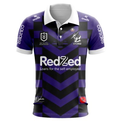NRL Melbourne Storm Custom Name Number 2025 ANZAC Round Jersey Polo Shirt