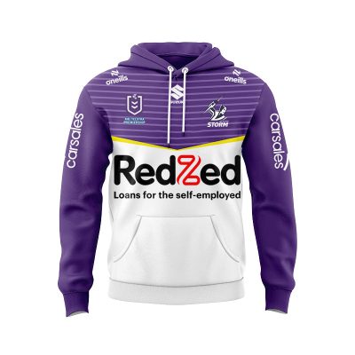 NRL Melbourne Storm Custom Name Number 2025 Away Jersey Pullover Hoodie