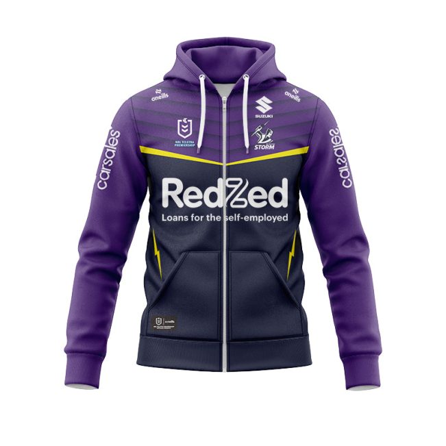 NRL Melbourne Storm Custom Name Number 2025 Home Jersey Zip Up Hoodie