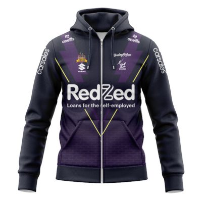 NRL Melbourne Storm Custom Name Number 2025 Warm Up Jersey Zip Up Hoodie