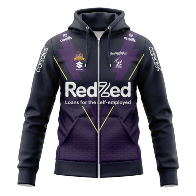 NRL Melbourne Storm Custom Name Number 2025 Warm Up Jersey Zip Up Hoodie