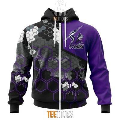 NRL Melbourne Storm Custom Name Number Motocross Concept Zip Up Hoodie