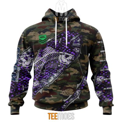 NRL Melbourne Storm Custom Name Number Special Camo Fishing Pullover Hoodie