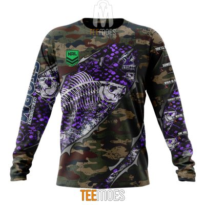 NRL Melbourne Storm Custom Name Number Special Camo Fishing Sweatshirt