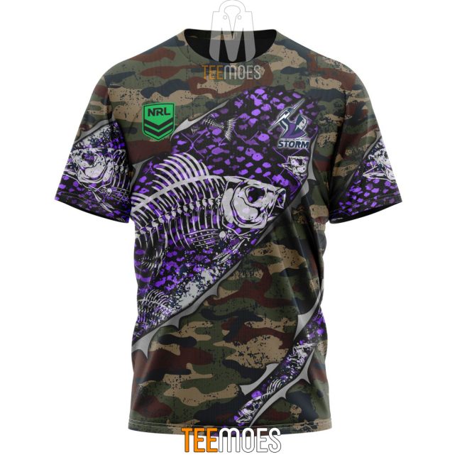 NRL Melbourne Storm Custom Name Number Special Camo Fishing T-Shirt