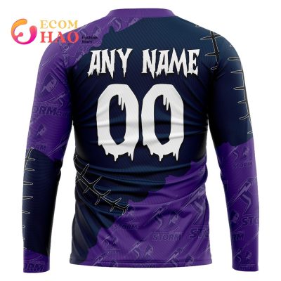 NRL Melbourne Storm Custom Name Number Halloween Sweatshirt V2