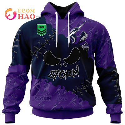 NRL Melbourne Storm Custom Name Number Halloween Pullover Hoodie V2