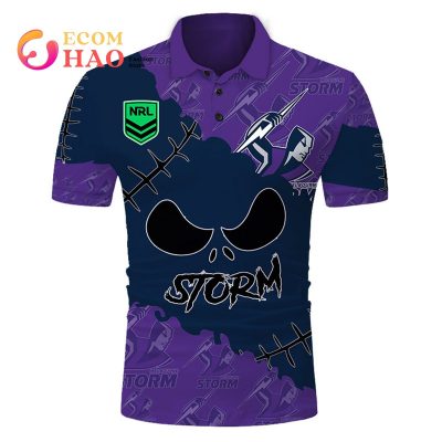 NRL Melbourne Storm Custom Name Number Halloween Polo Shirt