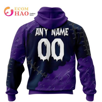 NRL Melbourne Storm Custom Name Number Halloween Pullover Hoodie V2