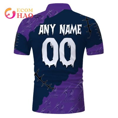 NRL Melbourne Storm Custom Name Number Halloween Polo Shirt