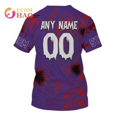 NRL Melbourne Storm Custom Name Number Halloween T-Shirt V3
