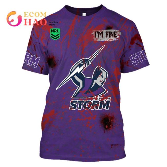 NRL Melbourne Storm Custom Name Number Halloween T-Shirt V3