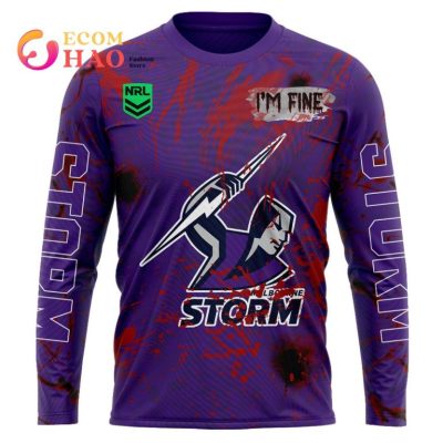 NRL Melbourne Storm Custom Name Number Halloween Sweatshirt V3