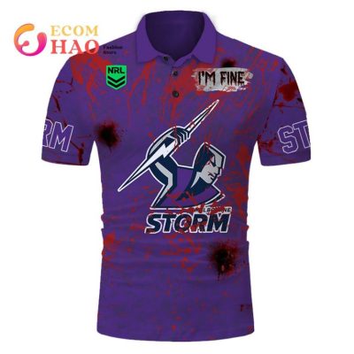 NRL Melbourne Storm Custom Name Number Halloween Polo Shirt V3