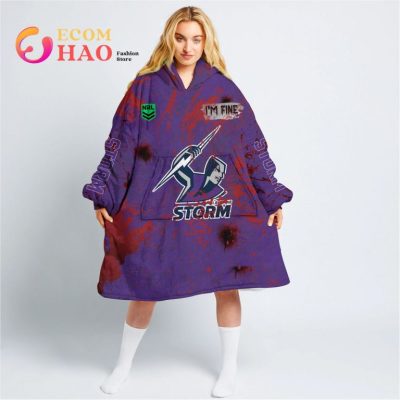 NRL Melbourne Storm Custom Name Number Halloween Fleece Oodie V3