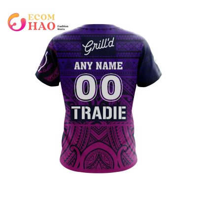 NRL Melbourne Storm Custom Name Number 2022 Multicultural Captain?s Run Jersey T-Shirt