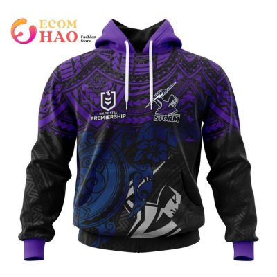 NRL Melbourne Storm Custom Name Number Polynesian Pullover Hoodie